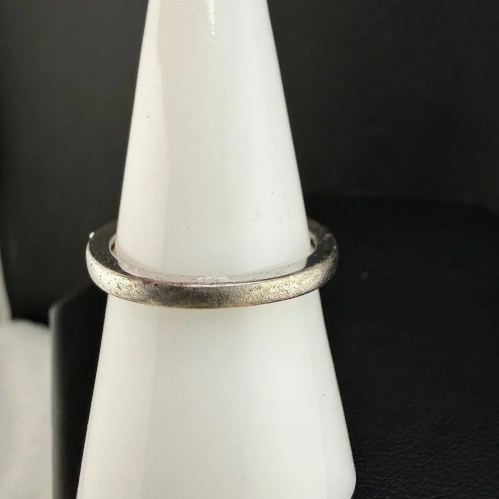 Vintage Diamonique Ring CZ Black Halo 925 Sterling Silver Size 8.25